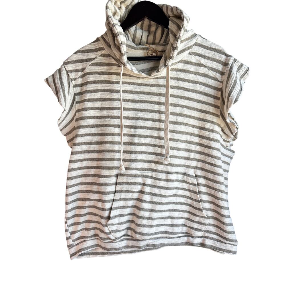 Sage + Fig Striped Sleeveless Hoodie Top Womens Small Boho Lounge